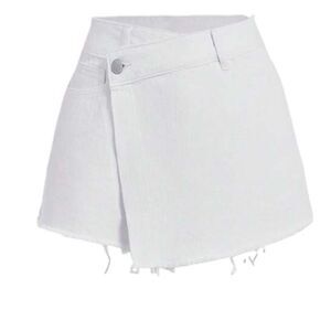 Shein Frayed Asymmetrical White Denim Skort
